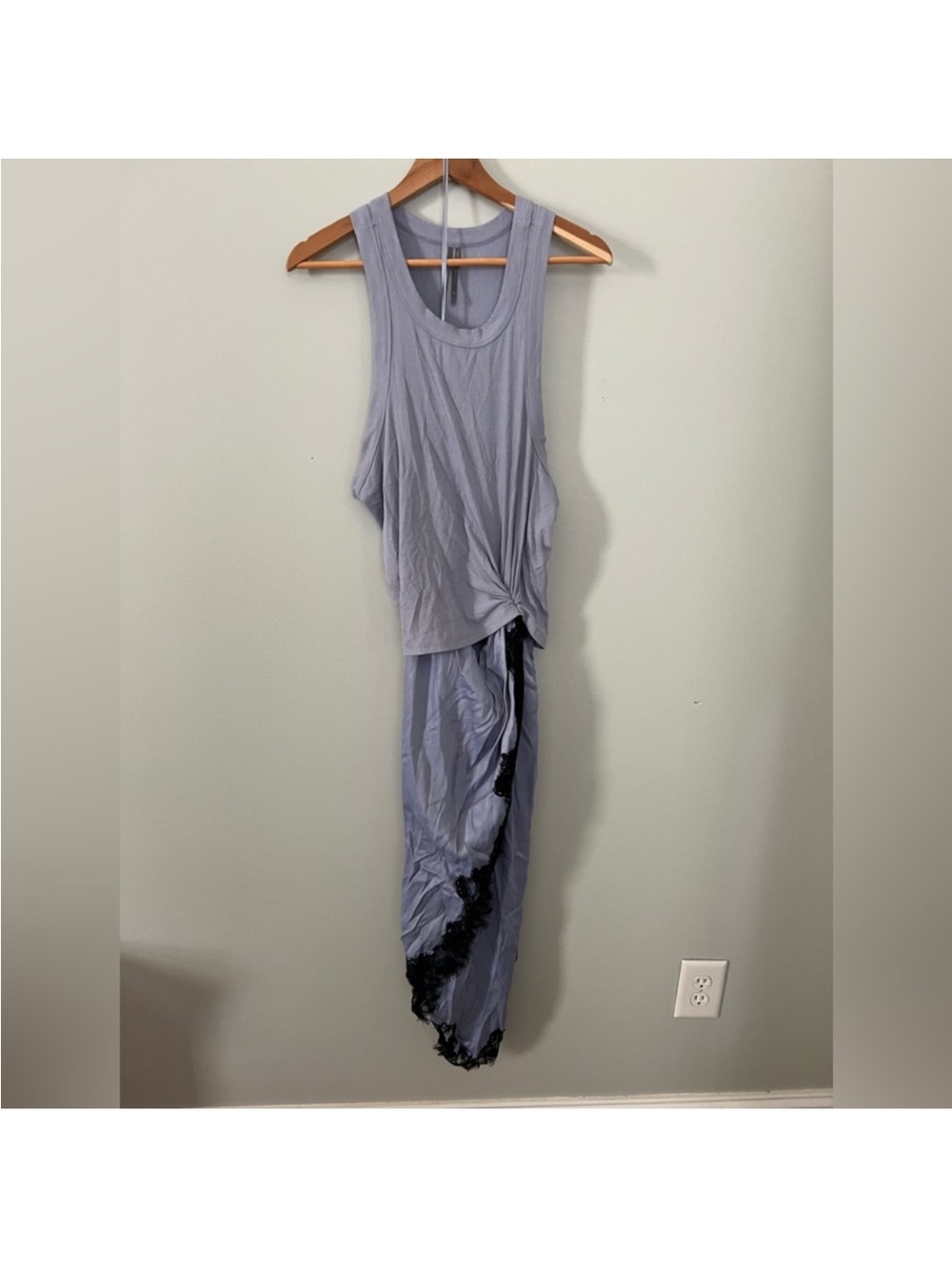 Anthropologie Lavender Midi Skirt with Black Lace Trim- top attached. - Picture 5 of 6